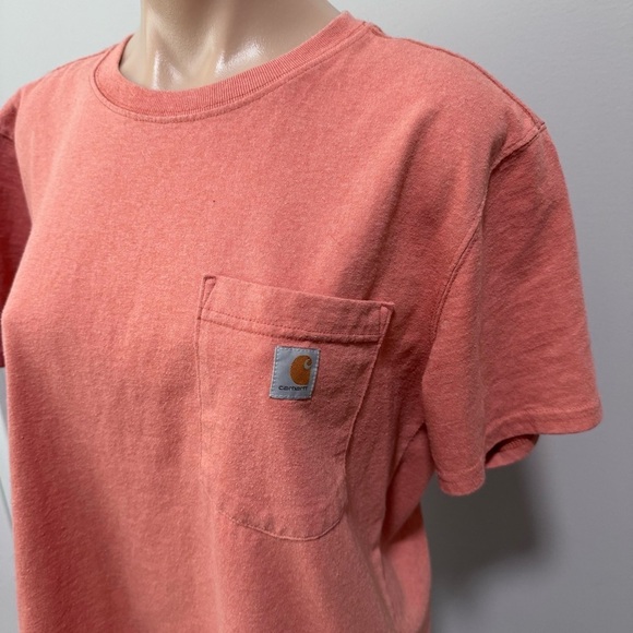 Carhartt Loose Fit Heavyweight Short Sleeve Pocket T-shirt Large Pink Salmon - Picture 2 of 4